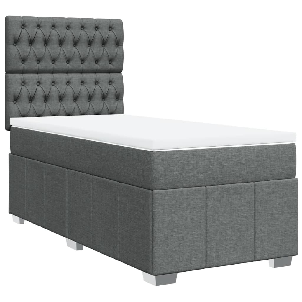 Giroletto a Molle con Materasso Grigio Scuro 100x200 cm Tessuto | homemem39