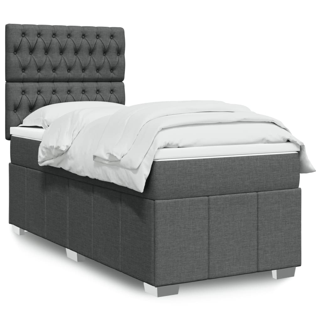 Giroletto a Molle con Materasso Grigio Scuro 100x200 cm Tessuto | homemem39