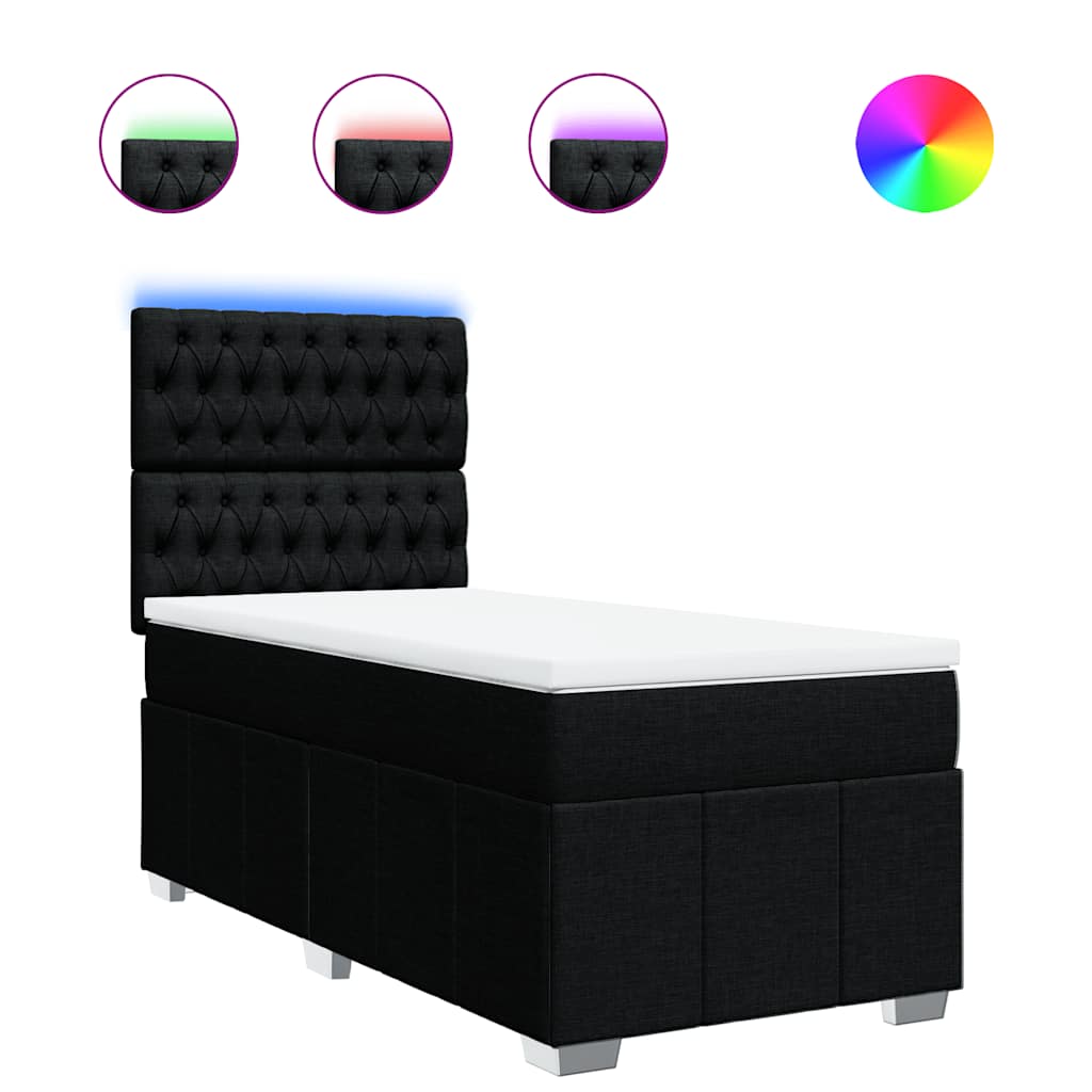 Giroletto a Molle con Materasso Nero 100x200 cm in Tessuto | homemem39