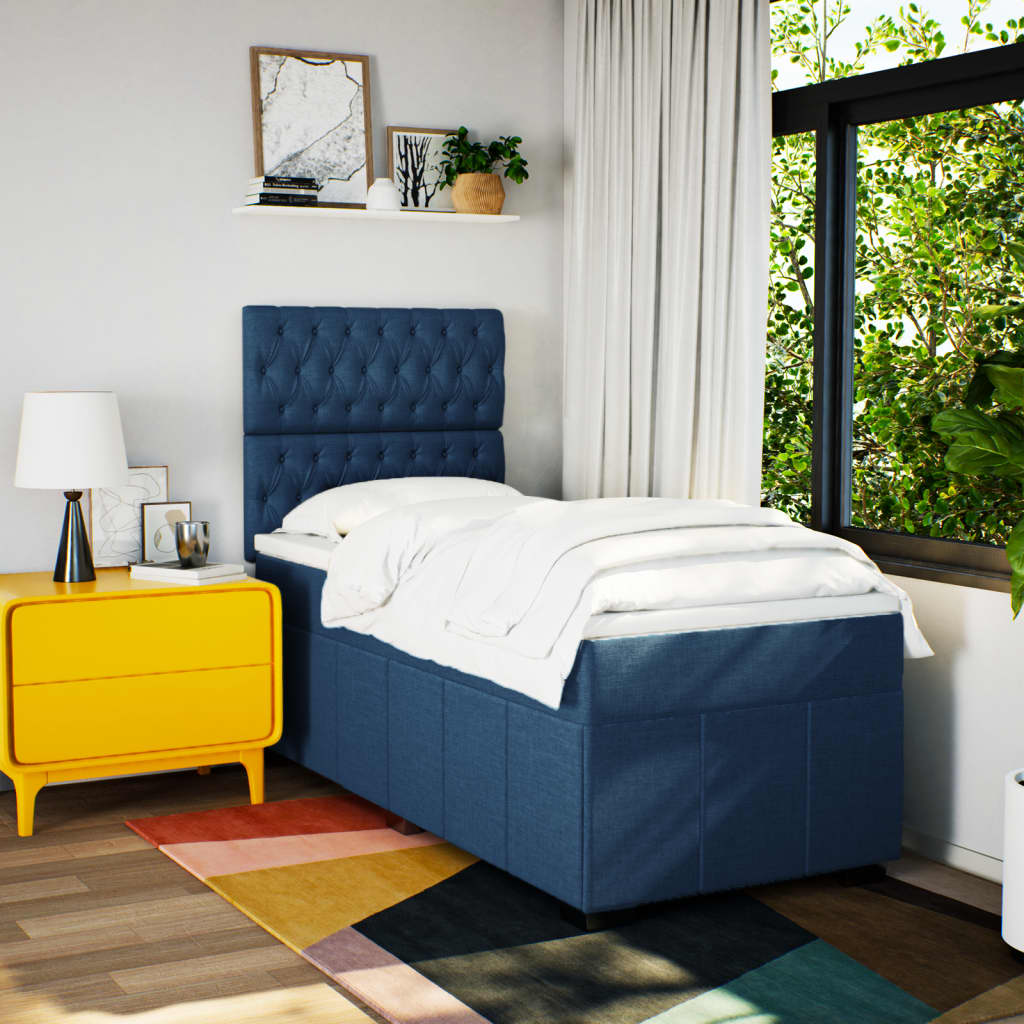Giroletto a Molle con Materasso Blu 100x200 cm in Tessuto | homemem39