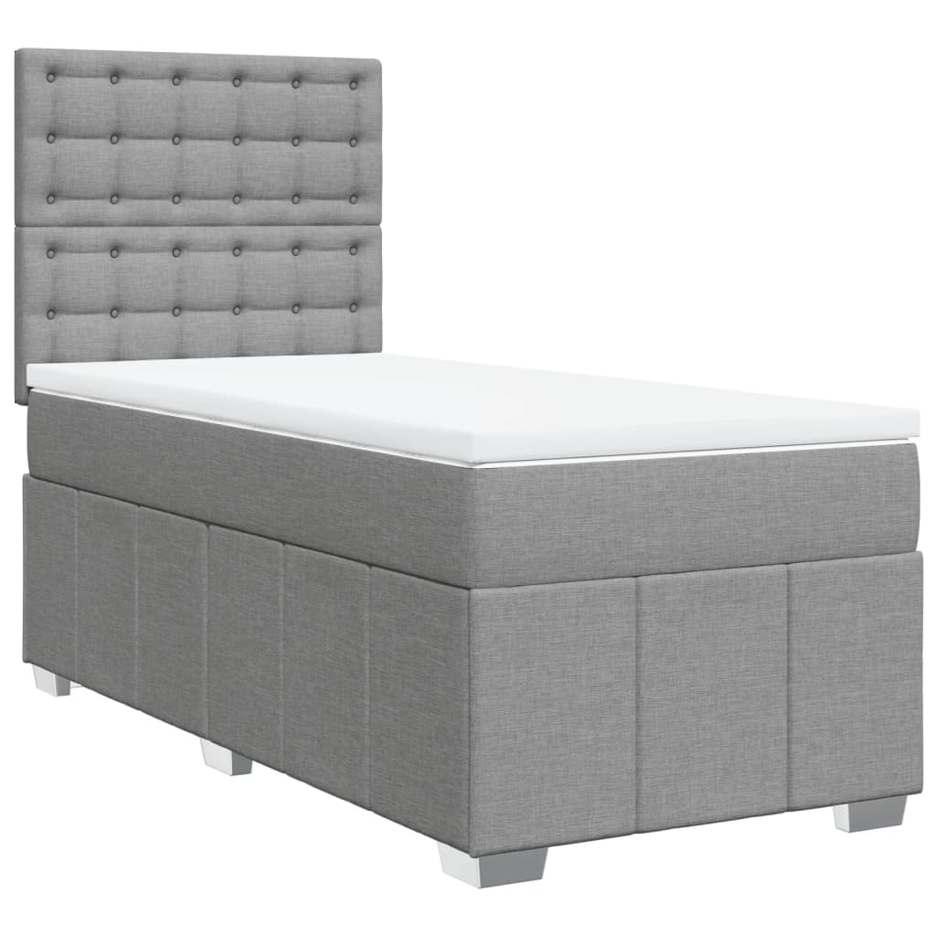 Giroletto a Molle con Materasso Grigio Chiaro100x200 cm Tessuto