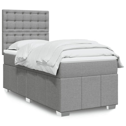 Giroletto a Molle con Materasso Grigio Chiaro100x200 cm Tessuto