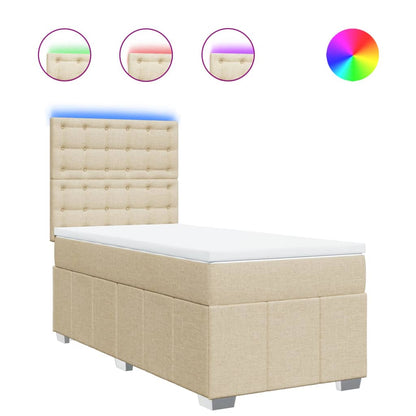 Giroletto a Molle con Materasso Crema 100x200 cm in Tessuto | homemem39