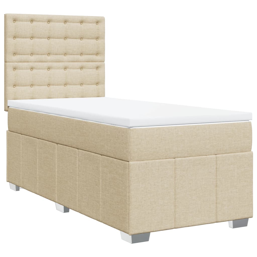 Giroletto a Molle con Materasso Crema 100x200 cm in Tessuto | homemem39