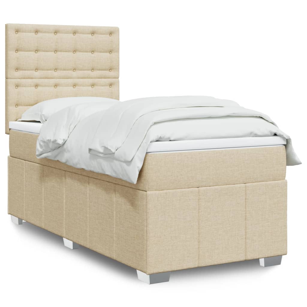 Giroletto a Molle con Materasso Crema 100x200 cm in Tessuto | homemem39