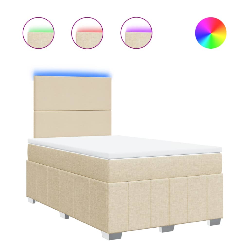 Giroletto a Molle con Materasso Crema 120x190 cm in Tessuto