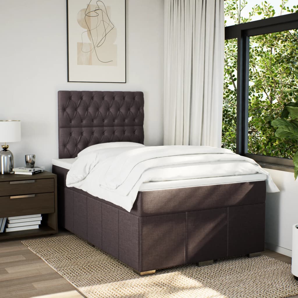 Giroletto a Molle con Materasso Marrone Scuro 120x190cm Tessuto | homemem39