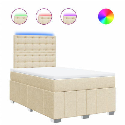 Giroletto a Molle con Materasso Crema 120x190 cm in Tessuto