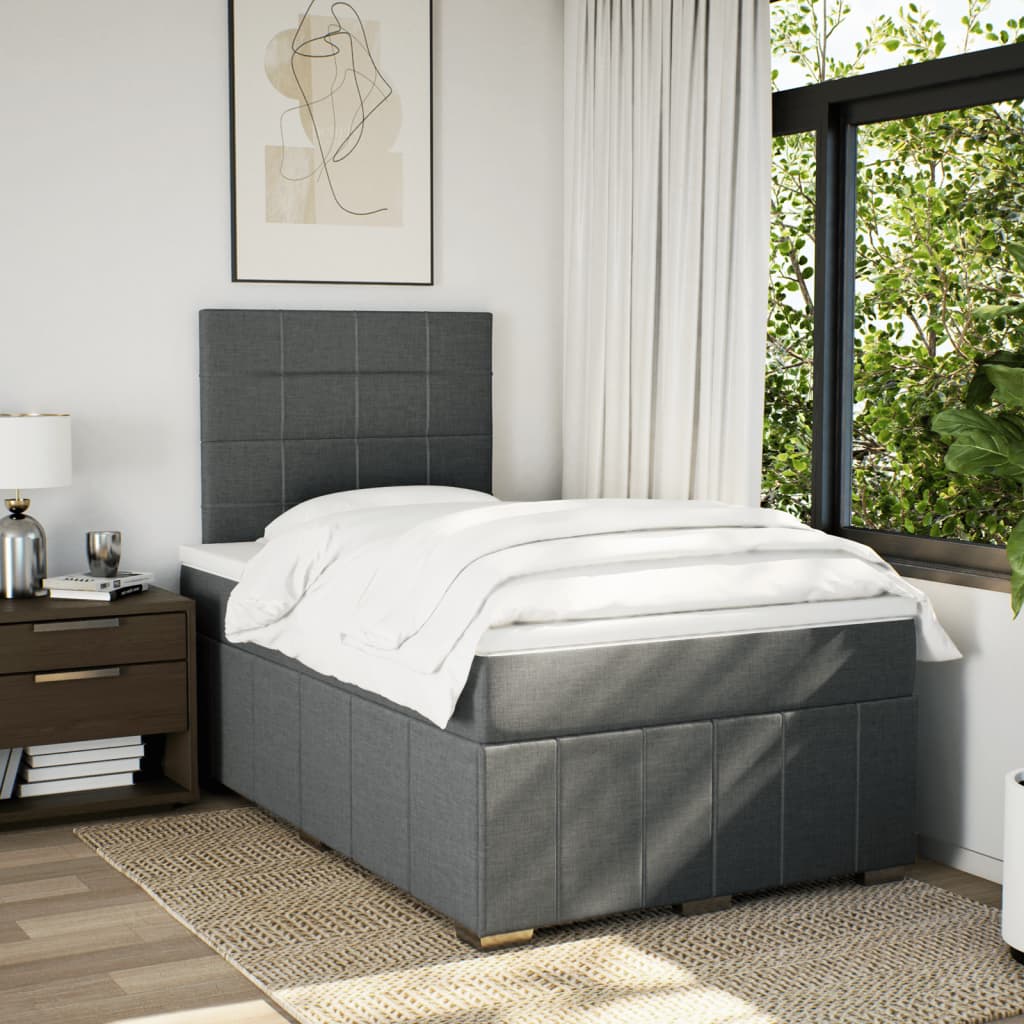 Giroletto a Molle con Materasso Grigio Scuro 120x200 cm Tessuto | homemem39