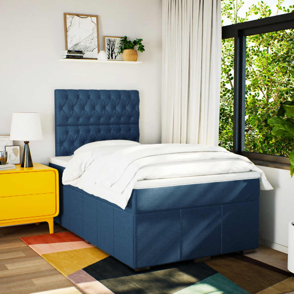 Giroletto a Molle con Materasso Blu 120x200 cm in Tessuto | homemem39