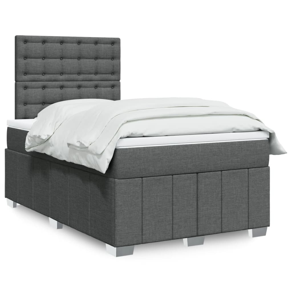Giroletto a Molle con Materasso Grigio Scuro 120x200 cm Tessuto