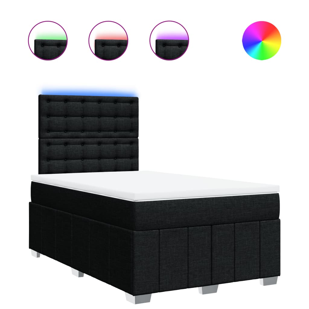 Giroletto a Molle con Materasso Nero 120x200 cm in Tessuto | homemem39