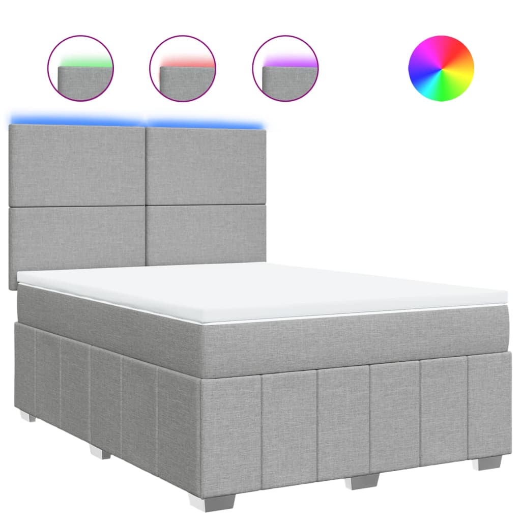 Giroletto a Molle con Materasso Grigio Chiaro 140x190cm Tessuto | homemem39