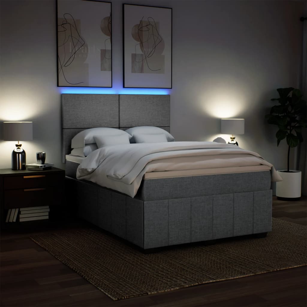 Giroletto a Molle con Materasso Grigio Chiaro 140x190cm Tessuto
