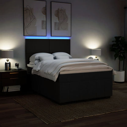 Giroletto a Molle con Materasso Nero 140x190 cm in Tessuto
