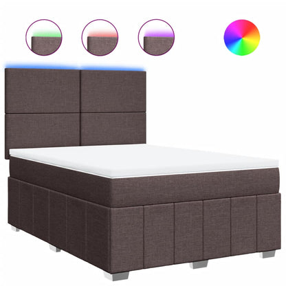 Giroletto a Molle con Materasso Marrone Scuro 140x190cm Tessuto | homemem39