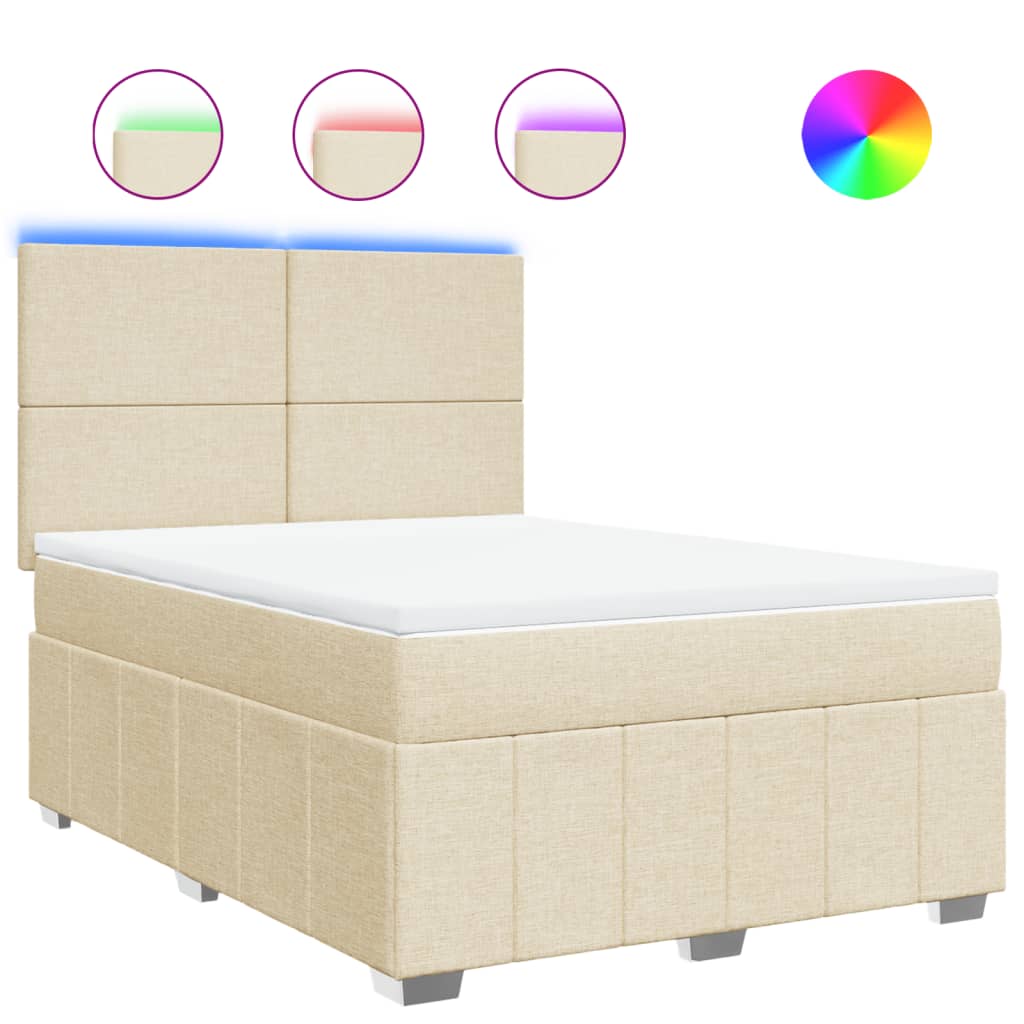 Giroletto a Molle con Materasso Crema 140x19 cm in Tessuto | homemem39