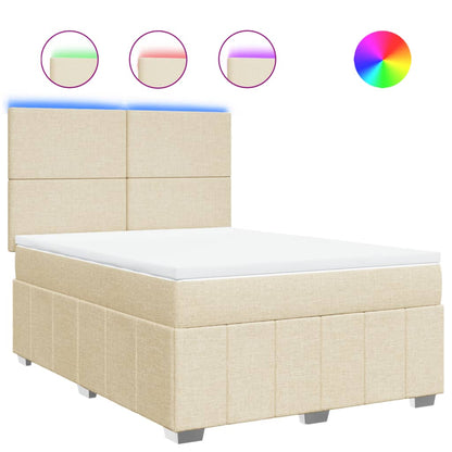 Giroletto a Molle con Materasso Crema 140x19 cm in Tessuto | homemem39