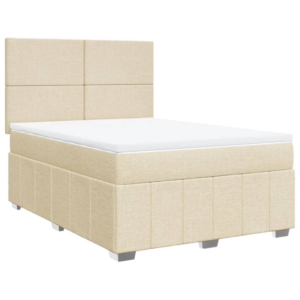Giroletto a Molle con Materasso Crema 140x19 cm in Tessuto | homemem39