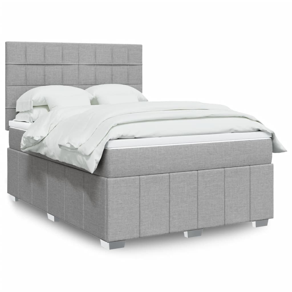 Giroletto a Molle con Materasso Grigio Chiaro 140x190cm Tessuto