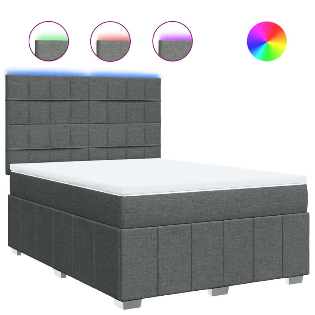 Giroletto a Molle con Materasso Grigio Scuro 140x190 cm Tessuto | homemem39