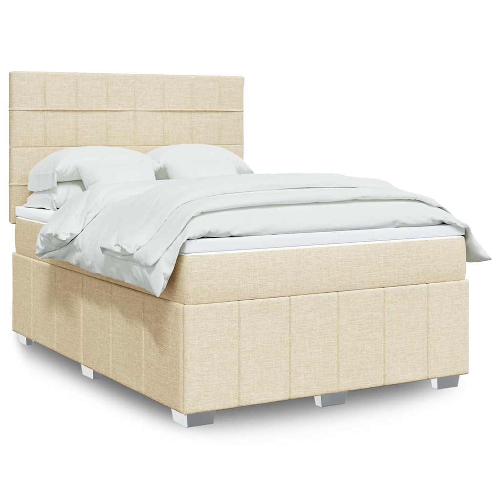 Giroletto a Molle con Materasso Crema 140x19 cm in Tessuto | homemem39