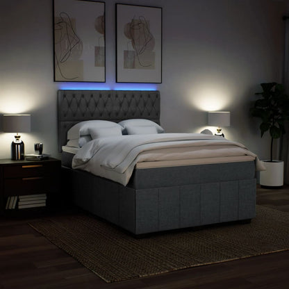 Giroletto a Molle con Materasso Grigio Scuro 140x190 cm Tessuto