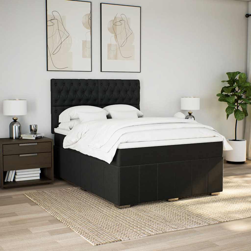 Giroletto a Molle con Materasso Nero 140x190 cm in Tessuto | homemem39