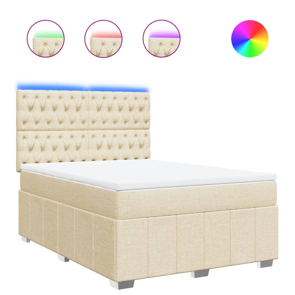 Giroletto a Molle con Materasso Crema 140x19 cm in Tessuto | homemem39