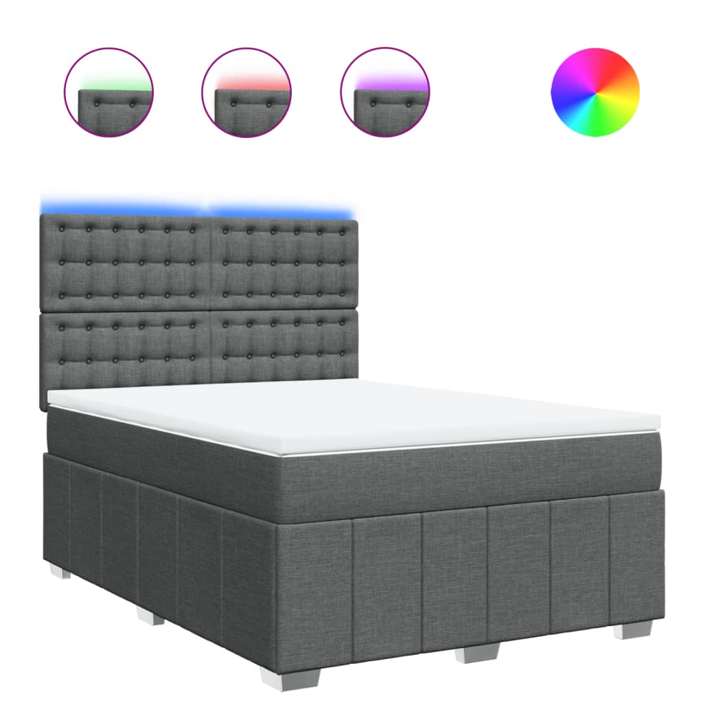 Giroletto a Molle con Materasso Grigio Scuro 140x190 cm Tessuto | homemem39