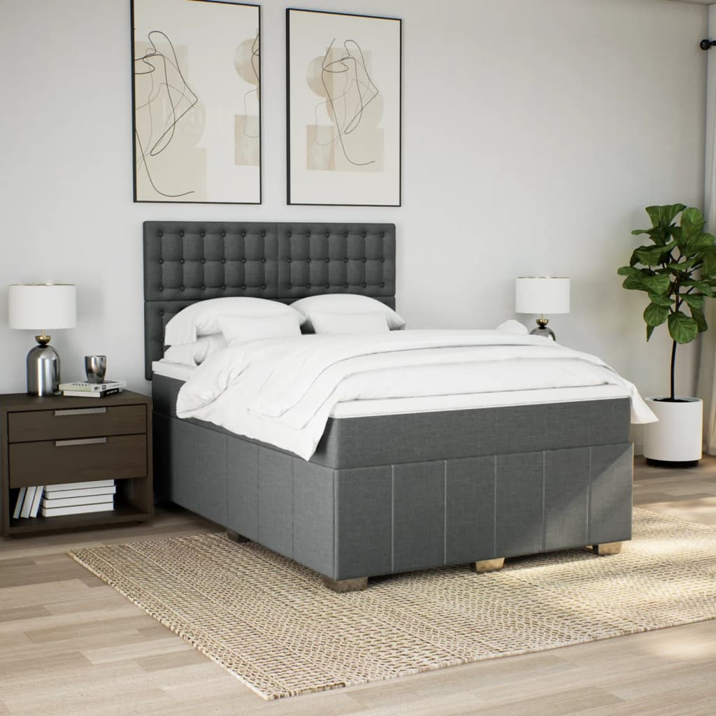 Giroletto a Molle con Materasso Grigio Scuro 140x190 cm Tessuto | homemem39