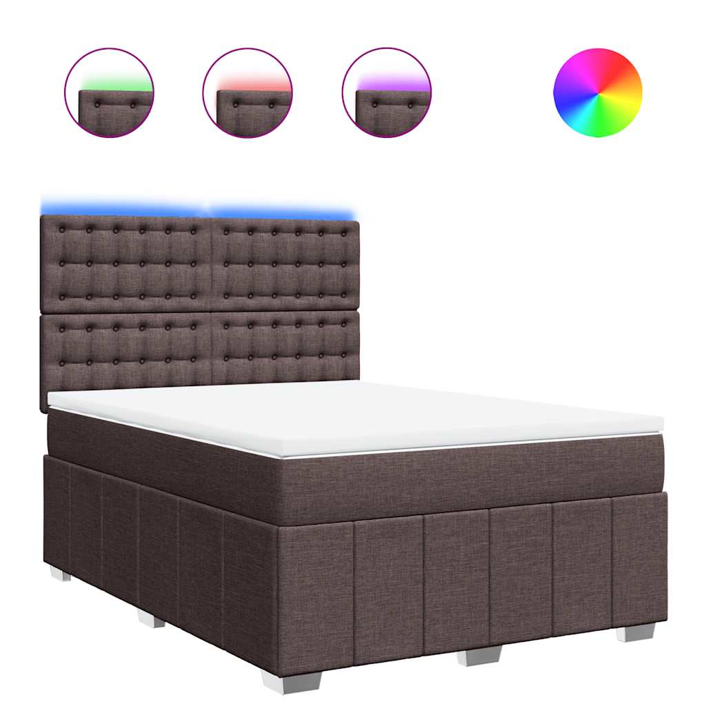 Giroletto a Molle con Materasso Marrone Scuro 140x190cm Tessuto | homemem39