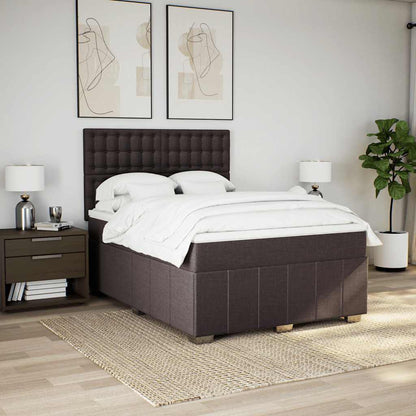 Giroletto a Molle con Materasso Marrone Scuro 140x190cm Tessuto | homemem39