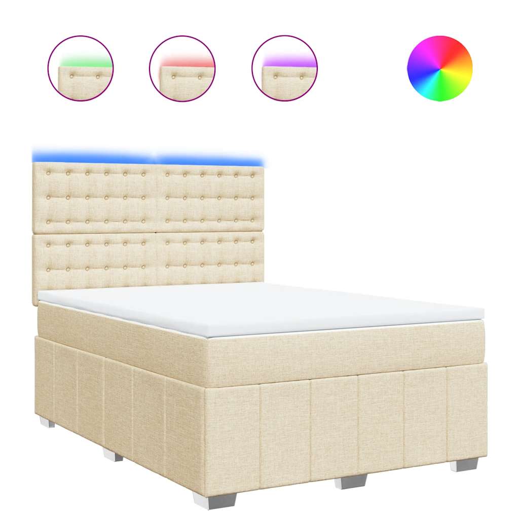 Giroletto a Molle con Materasso Crema 140x19 cm in Tessuto | homemem39