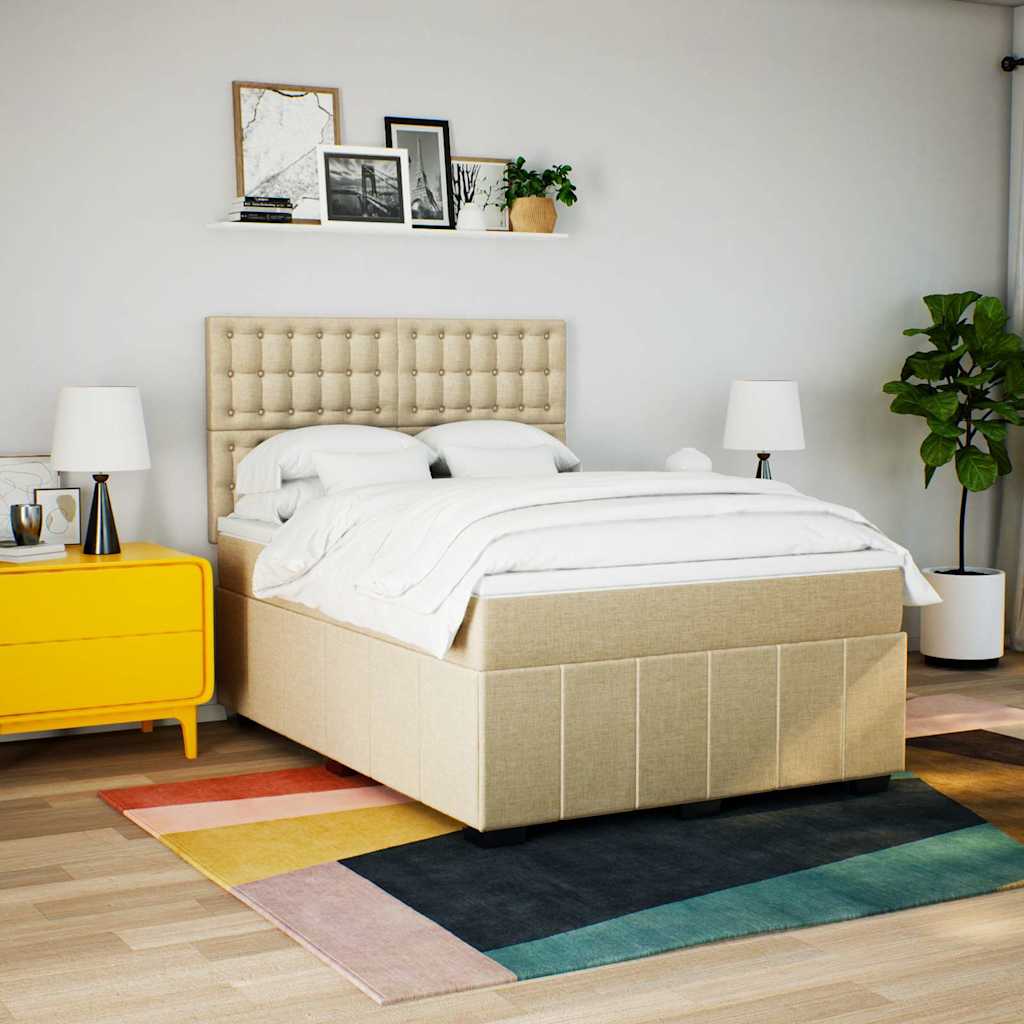 Giroletto a Molle con Materasso Crema 140x19 cm in Tessuto | homemem39