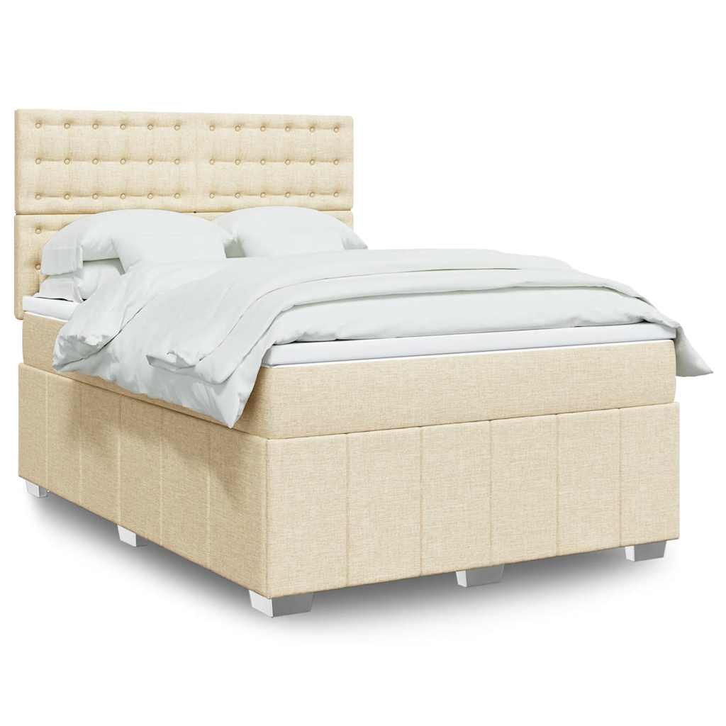 Giroletto a Molle con Materasso Crema 140x19 cm in Tessuto | homemem39