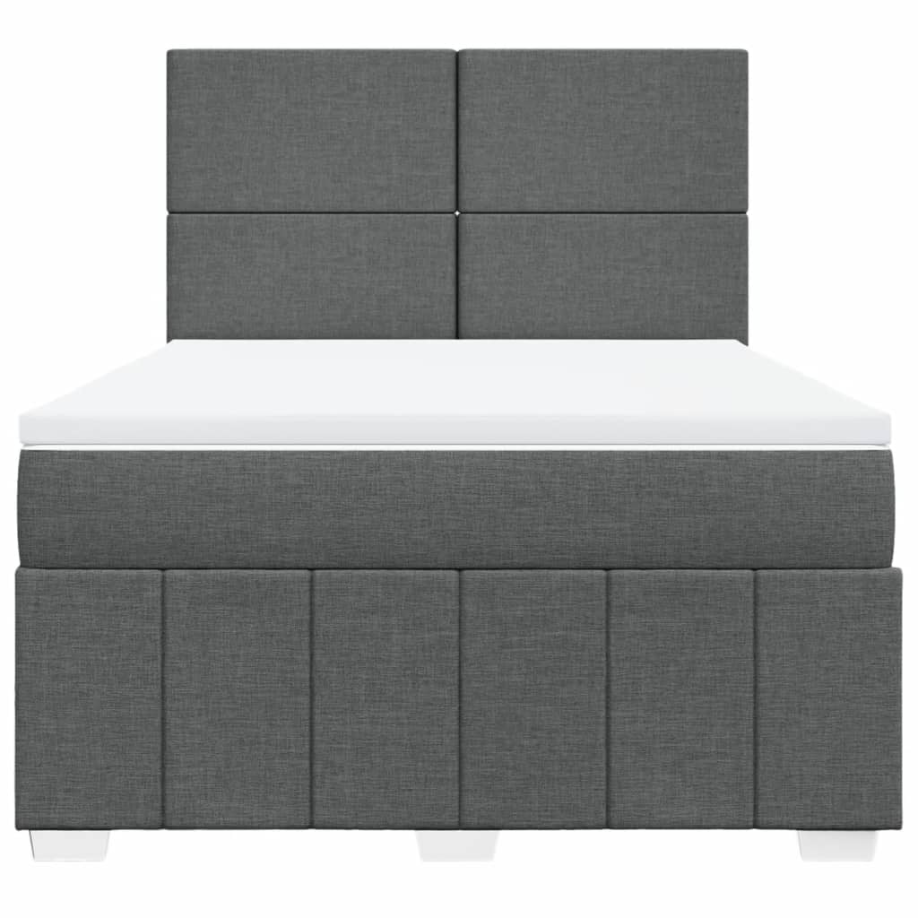 Giroletto a Molle con Materasso Grigio Scuro 140x200cm Tessuto