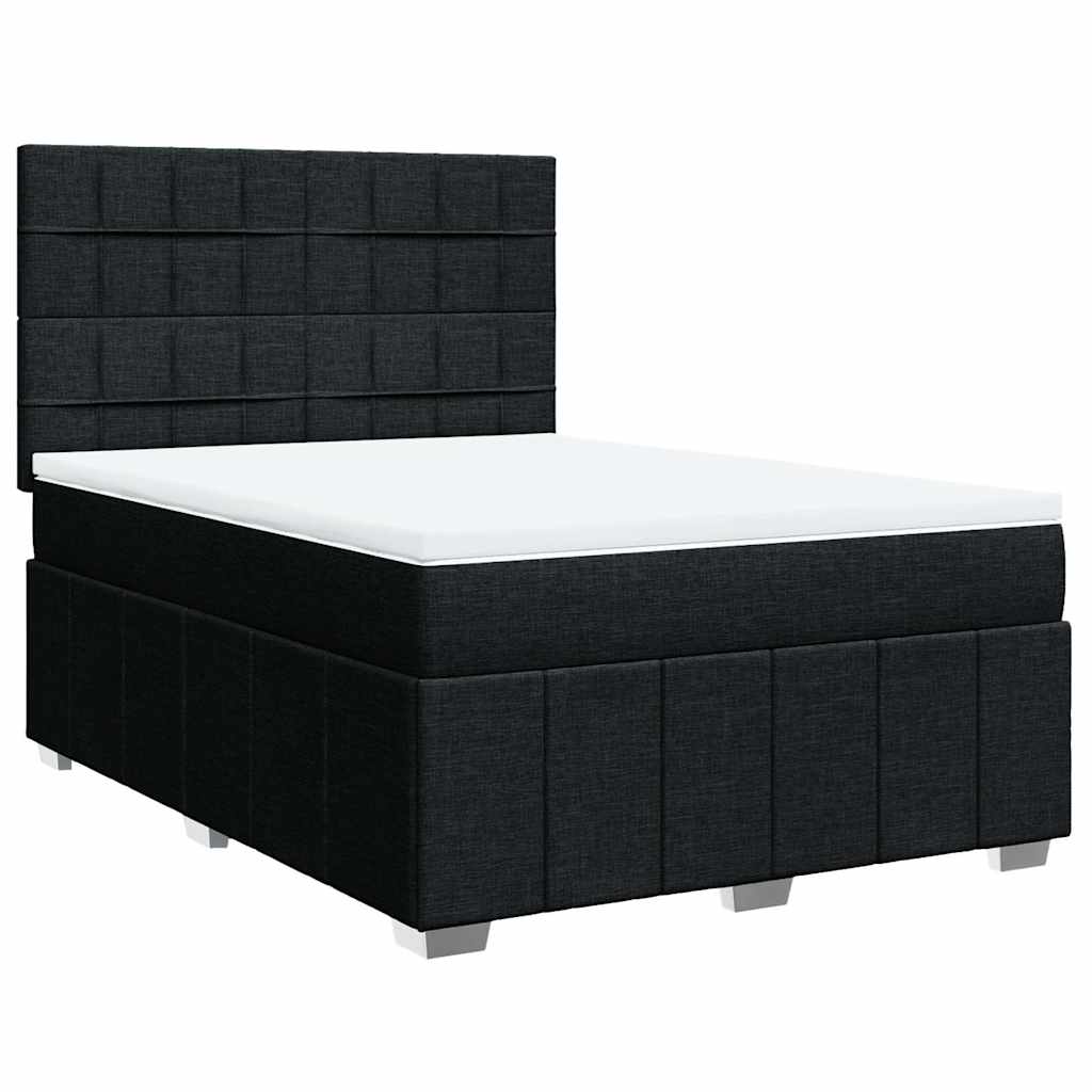 Giroletto a Molle con Materasso Nero 140x200 cm in Tessuto