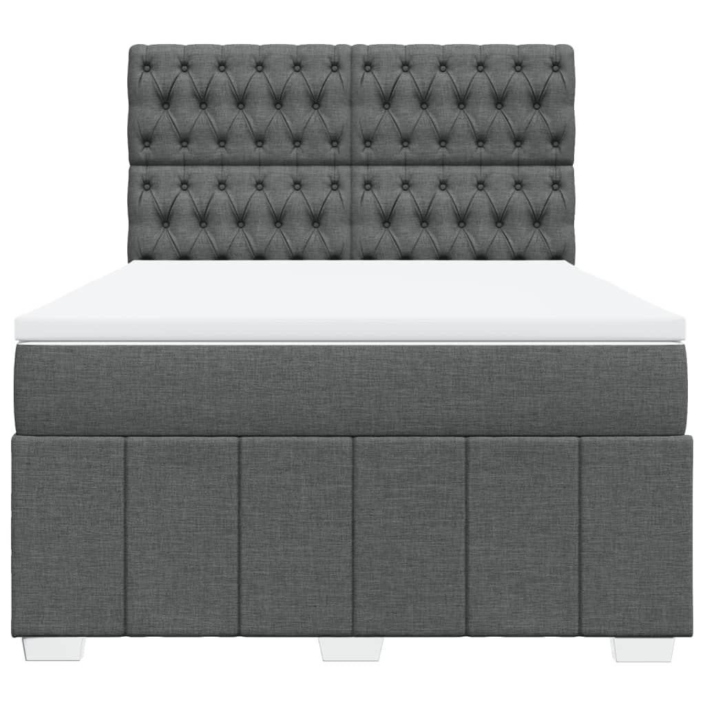 Giroletto a Molle con Materasso Grigio Scuro 140x200cm Tessuto