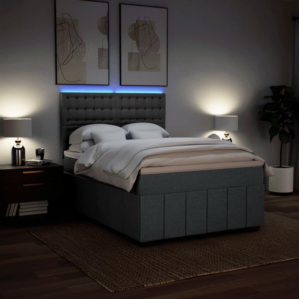 Giroletto a Molle con Materasso Grigio Scuro 140x200cm Tessuto