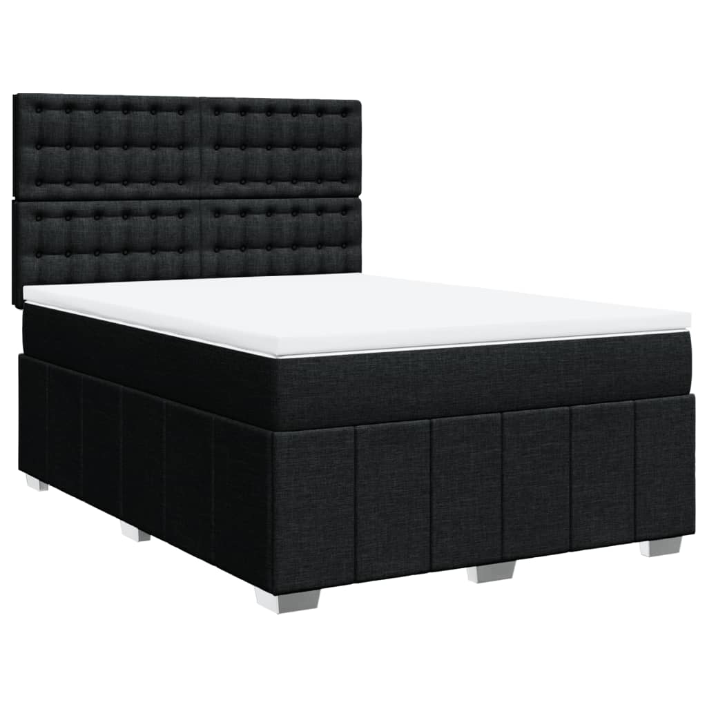Giroletto a Molle con Materasso Nero 140x200 cm in Tessuto