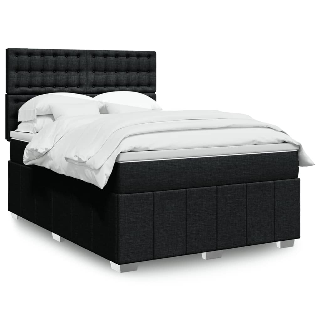 Giroletto a Molle con Materasso Nero 140x200 cm in Tessuto