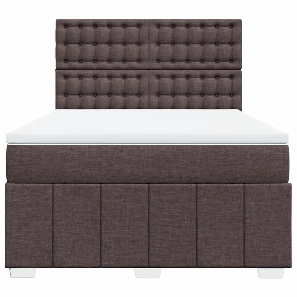 Giroletto a Molle con Materasso Marrone Scuro 140x200cm Tessuto