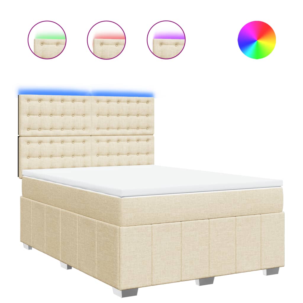 Giroletto a Molle con Materasso Crema 140x200 cm in Tessuto | homemem39