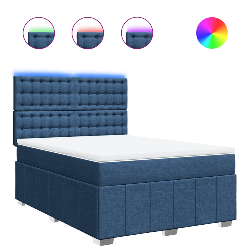 Giroletto a Molle con Materasso Blu 140x200 cm in Tessuto | homemem39