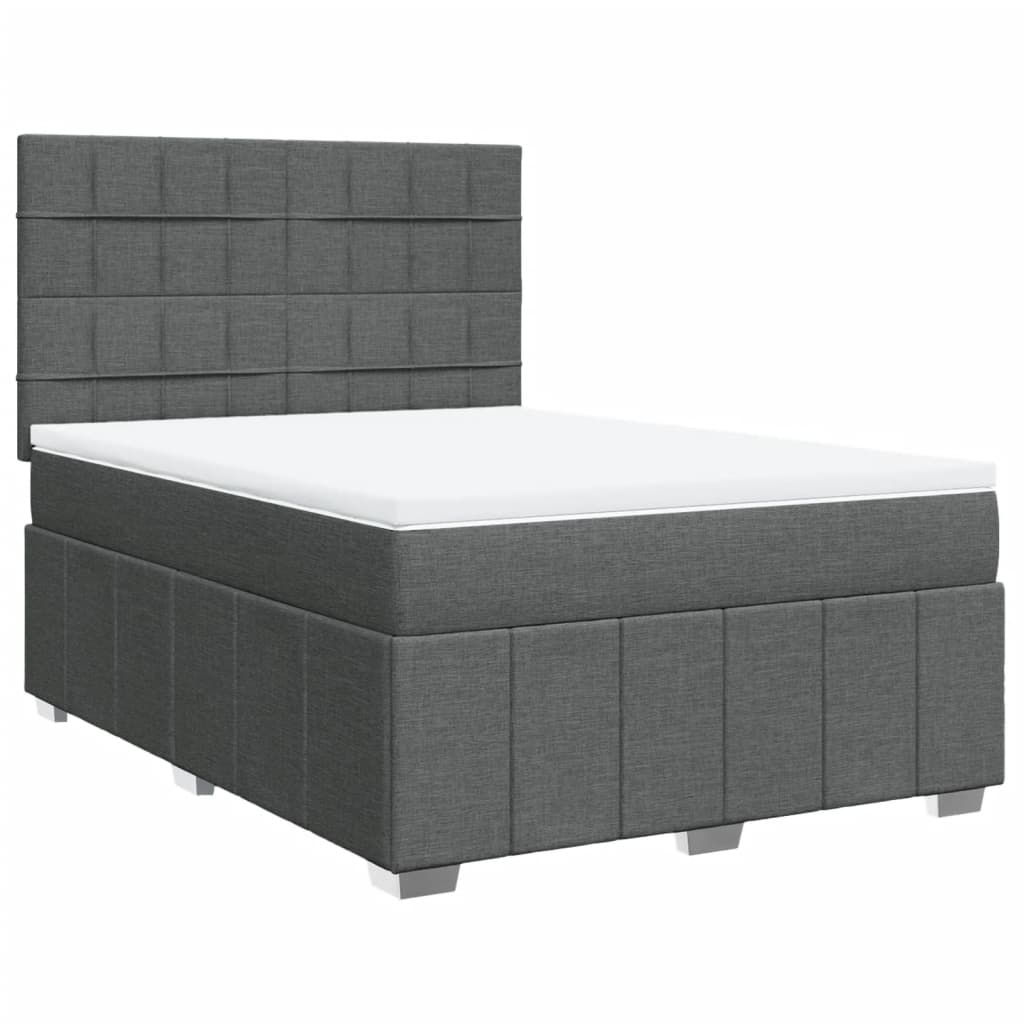 Giroletto a Molle con Materasso Grigio Scuro 160x200 cm Tessuto