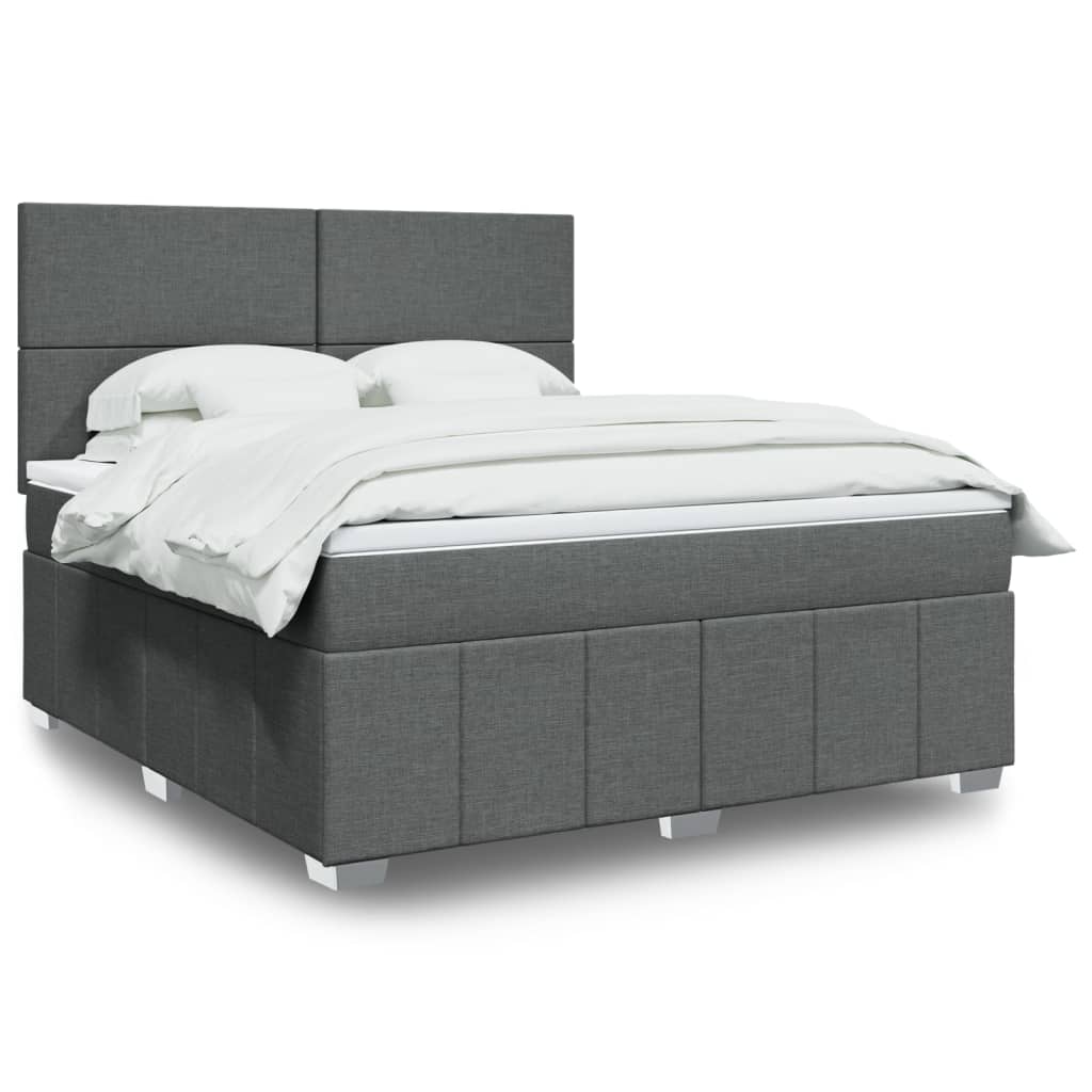 Giroletto a Molle con Materasso Grigio Scuro 180x200 cm Tessuto