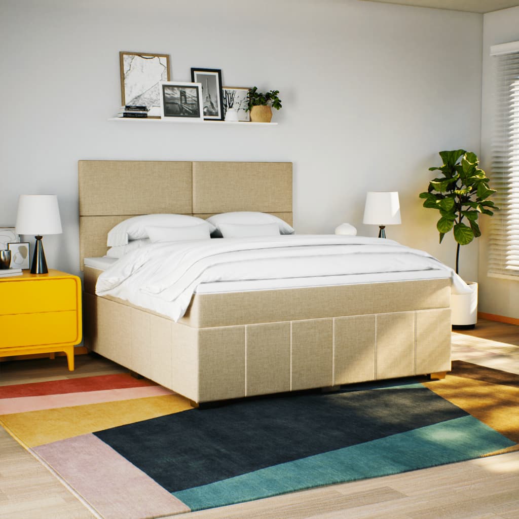 Giroletto a Molle con Materasso Crema 180x200 cm in Tessuto - homemem39