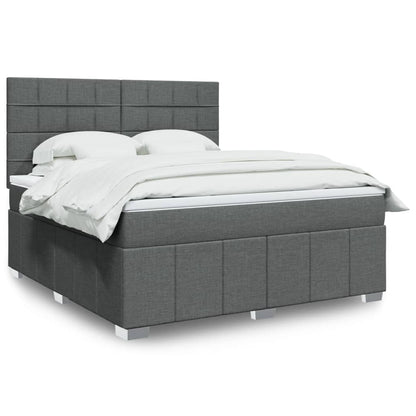 Giroletto a Molle con Materasso Grigio Scuro 180x200 cm Tessuto