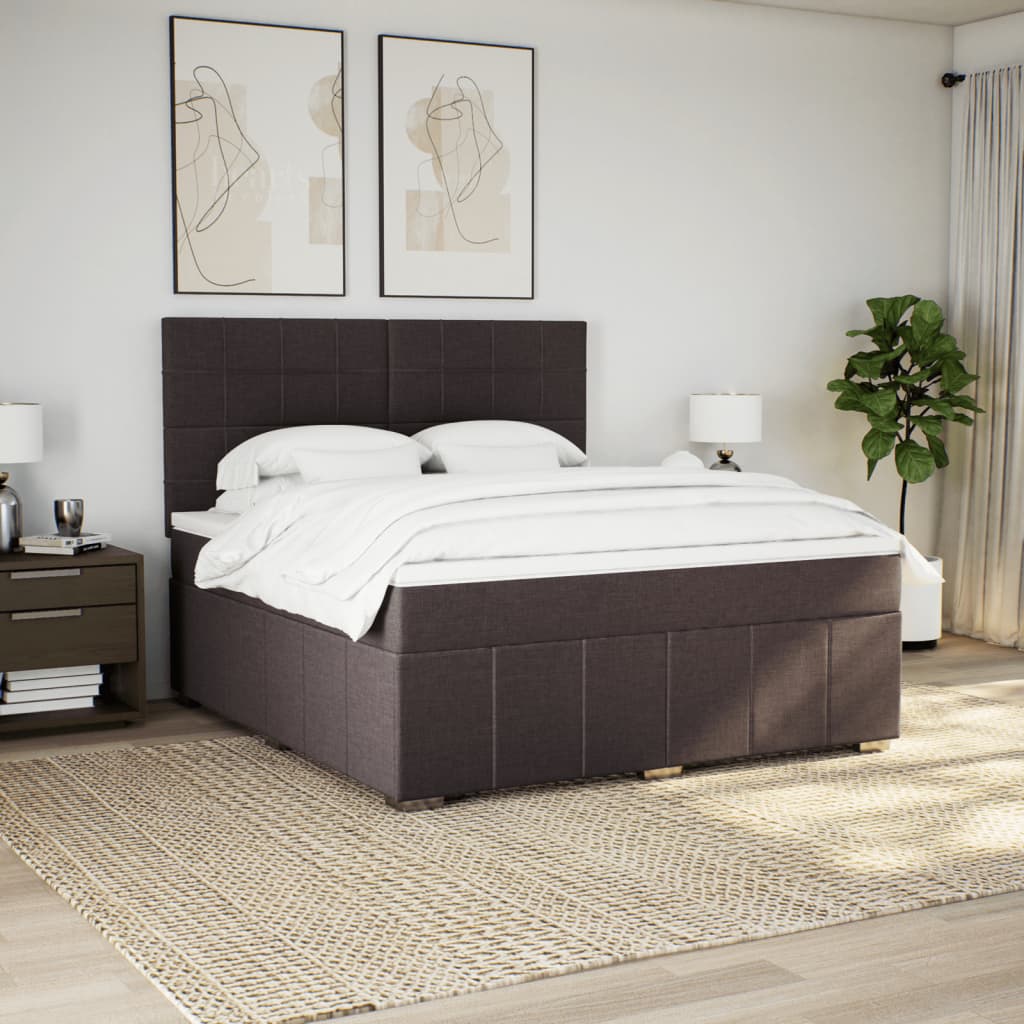 Giroletto a Molle con Materasso Marrone Scuro 180x200cm Tessuto